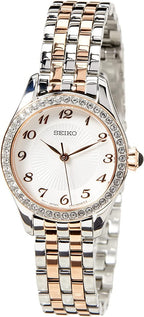 Seiko Ladies Watch with Silver Dial and Two Tone Strap SUR386P1
