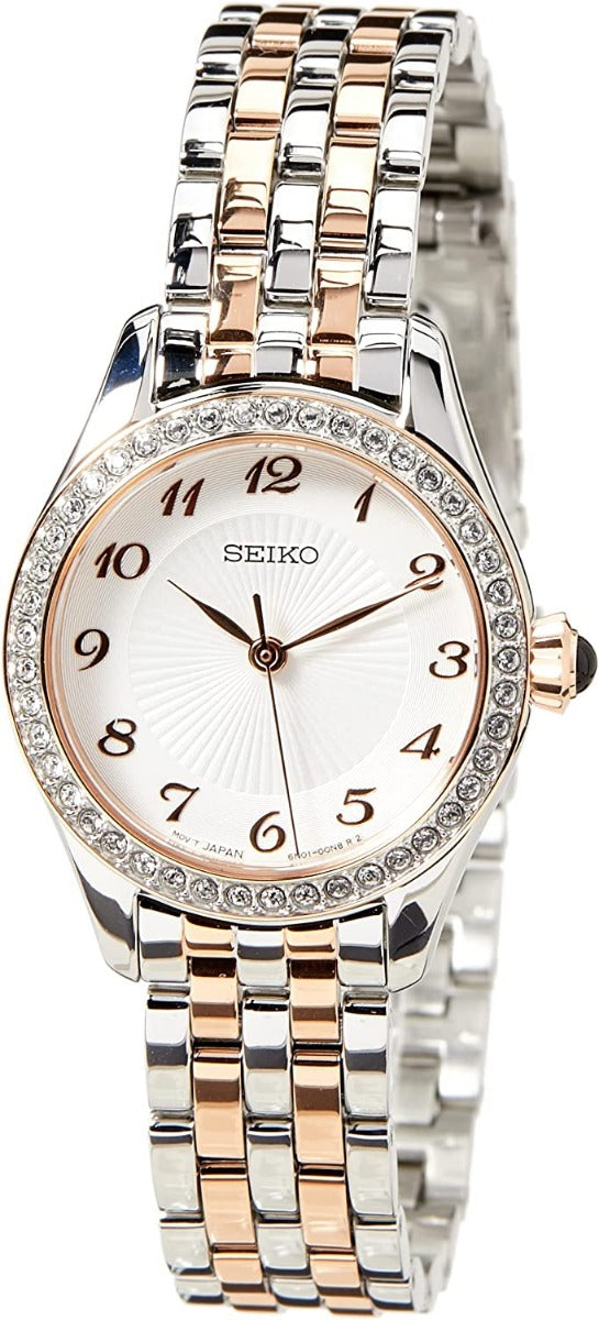 Seiko Ladies Watch with Silver Dial and Two Tone Strap SUR386P1