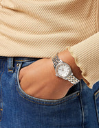 Seiko Ladies Watch with Silver Dial and Two Tone Strap SUR386P1