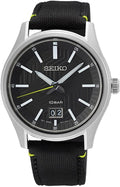 Seiko Mens Watch with Black Dial & Black Leather Strap SUR517P1