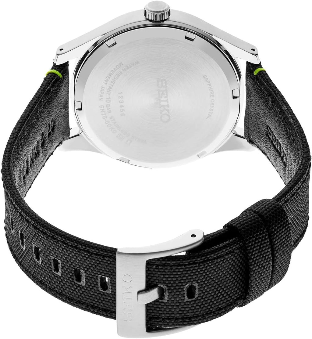 Seiko Mens Watch with Black Dial & Black Leather Strap SUR517P1