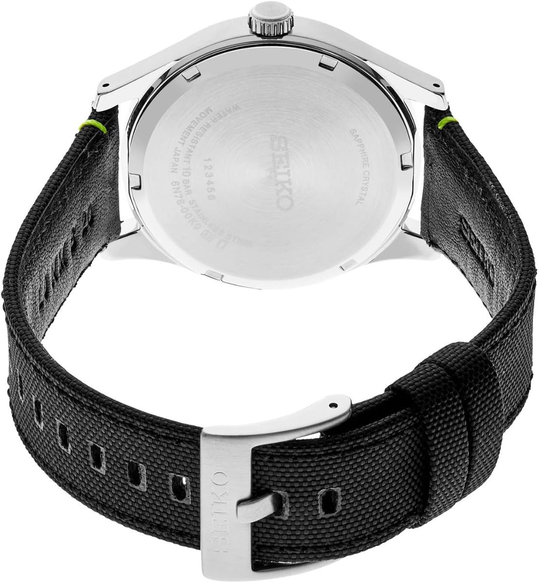 Seiko Mens Watch with Black Dial & Black Leather Strap SUR517P1