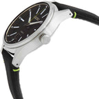 Seiko Mens Watch with Black Dial & Black Leather Strap SUR517P1