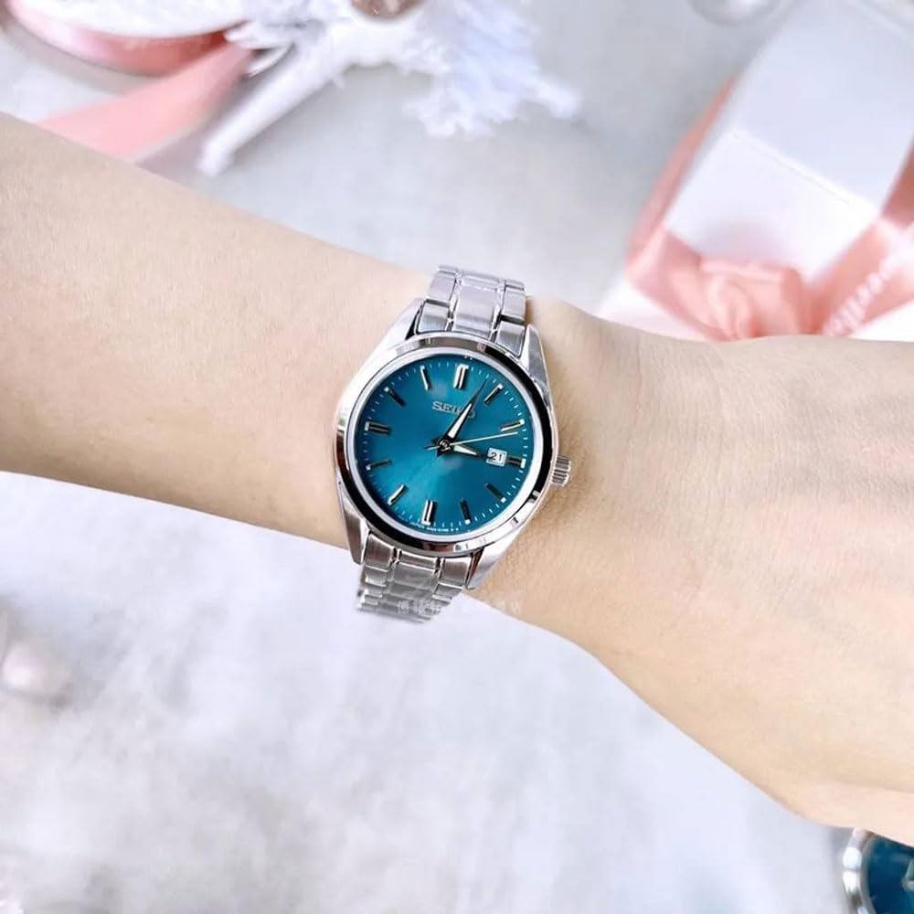 Seiko Ladies Watch with Blue Dial & Silver Strap SUR531P1