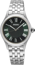 Seiko Caprice Ladies Watch with Dark Green Dial and Silver Bracelet SUR611P1