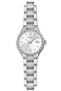 Seiko Ladies Analogue Quartz Watch With Silver Dial Stone Set Case And Silver Stainless Steel Bracelet SUR789P1