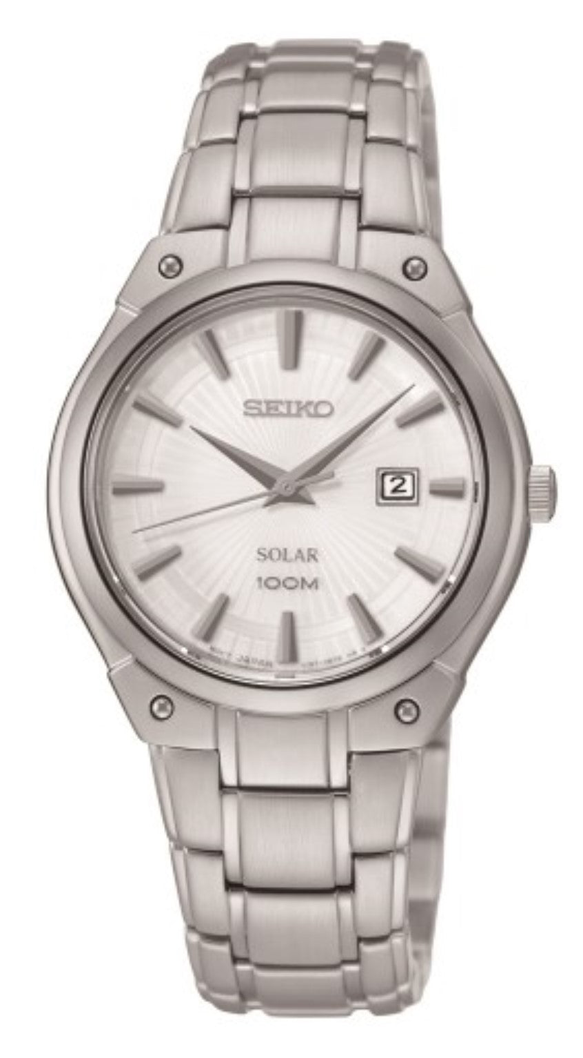 Seiko Women's Quartz Watch with White Dial Analogue Display and Silver Stainless Steel Bracelet SUT139P1