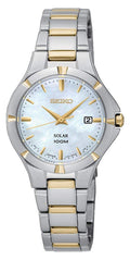 Seiko Ladies Analogue Solar Powered Watch with Two Tone Stainless Steel Bracelet SUT294P1