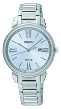 Seiko Ladies Solar Powered Watch with Silver Dial and Stainless Steel Strap SUT323P1