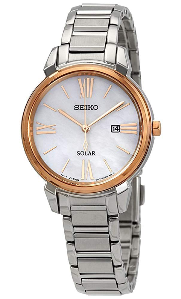 Seiko Womens Solar Watch with Stainless Steel Strap SUT326P1