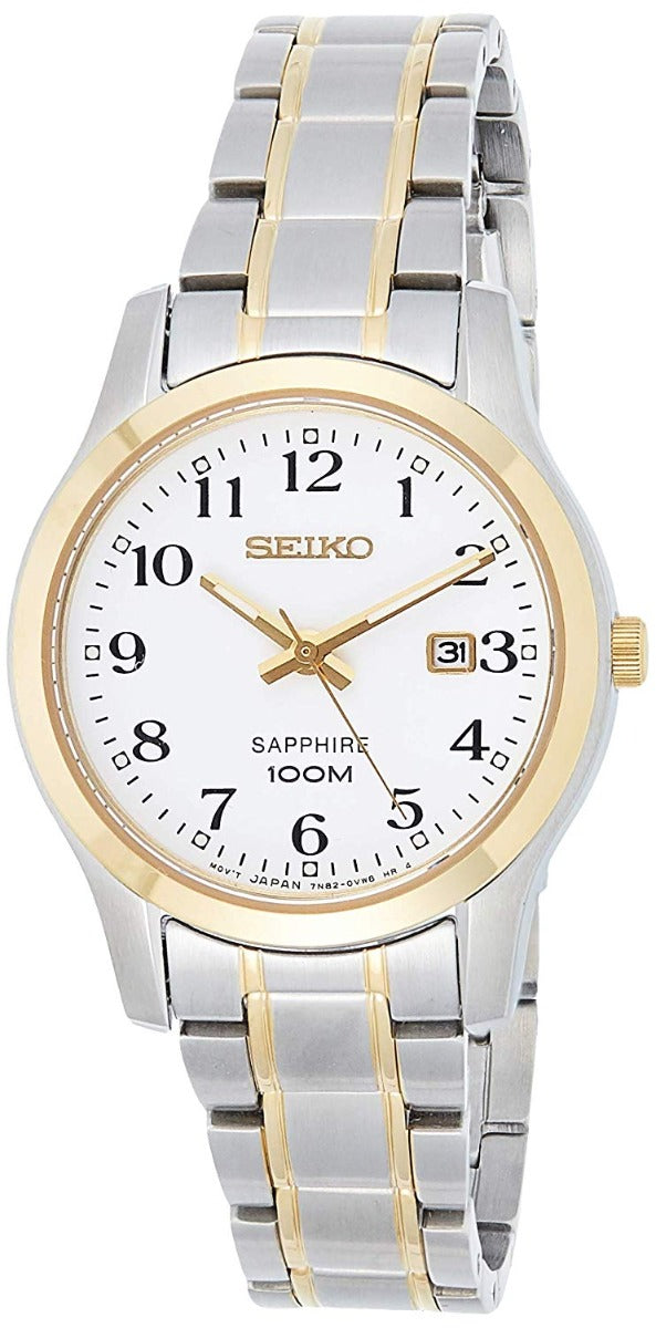 Seiko Ladies Watch with White Dial and Silver Strap SXDG90P1