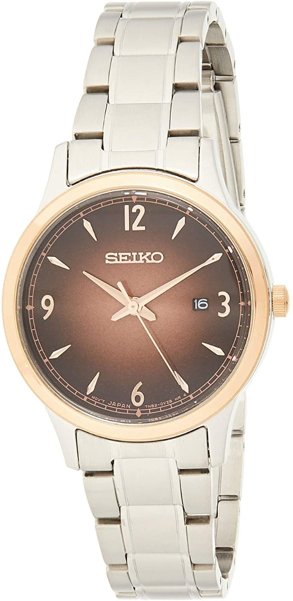 Seiko Ladies Watch with Brown Dial and Silver Bracelet SXDH02P1
