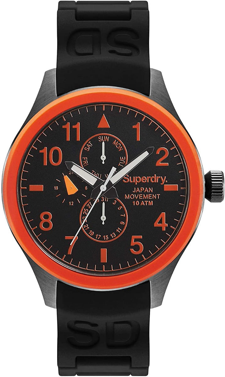 Superdry Mens Watch With Black Silicone Strap and Black Dial SYG110OA