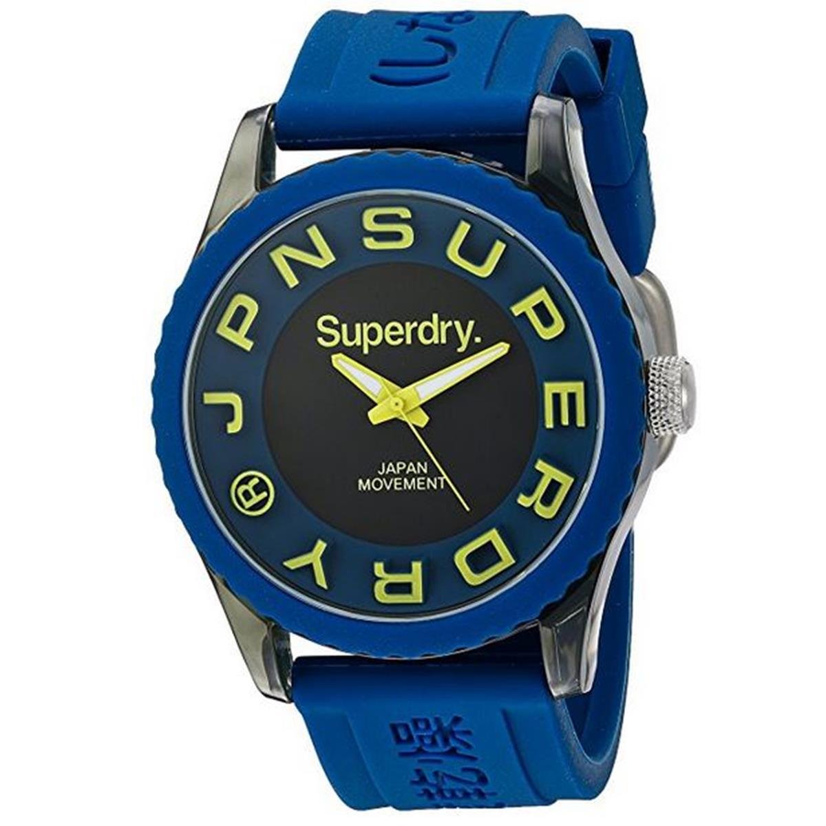 Gwylio Dynion Superdry gyda Strap Silicone Glas a Deial Glas SYG145U