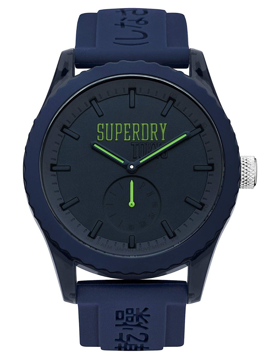 Gwyliad Cwarts Dynion Superdry gyda Strap Silicone Glas SYG145UU