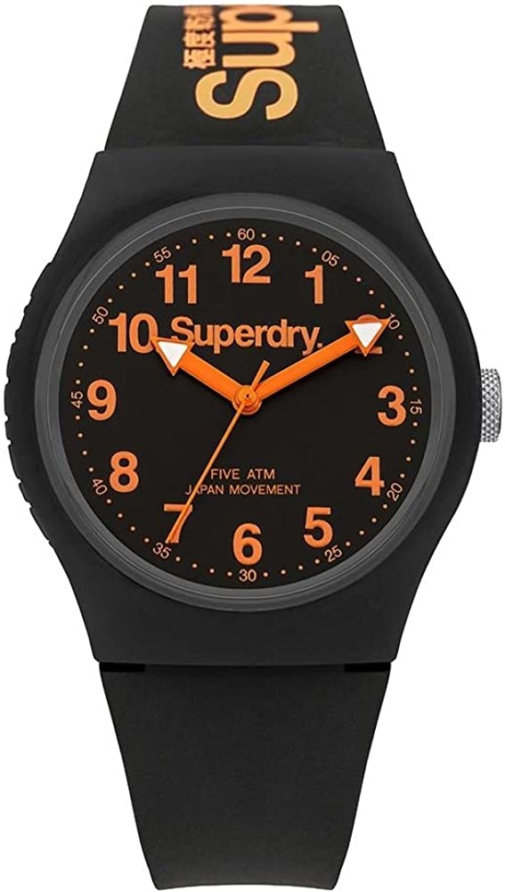 Superdry Men's Watch with Black Dial and Black Silicone Strap SYG164B