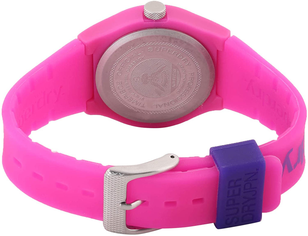 Superdry Ladies Watch with Purple Dial Pink Silicone Strap SYG164PV