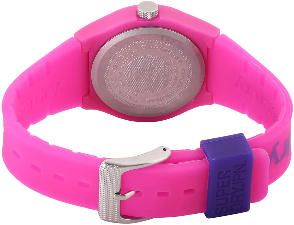 Superdry Ladies Watch with Purple Dial Pink Silicone Strap SYG164PV