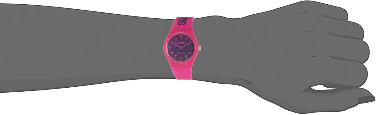 Superdry Ladies Watch with Purple Dial Pink Silicone Strap SYG164PV