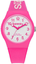 Superdry Ladies Watch with Pink Strap and White Dial SYG164PW