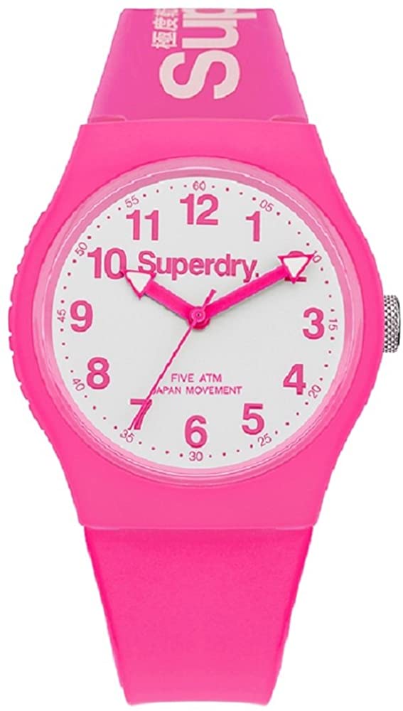 Superdry Ladies Watch with Pink Strap and White Dial SYG164PW