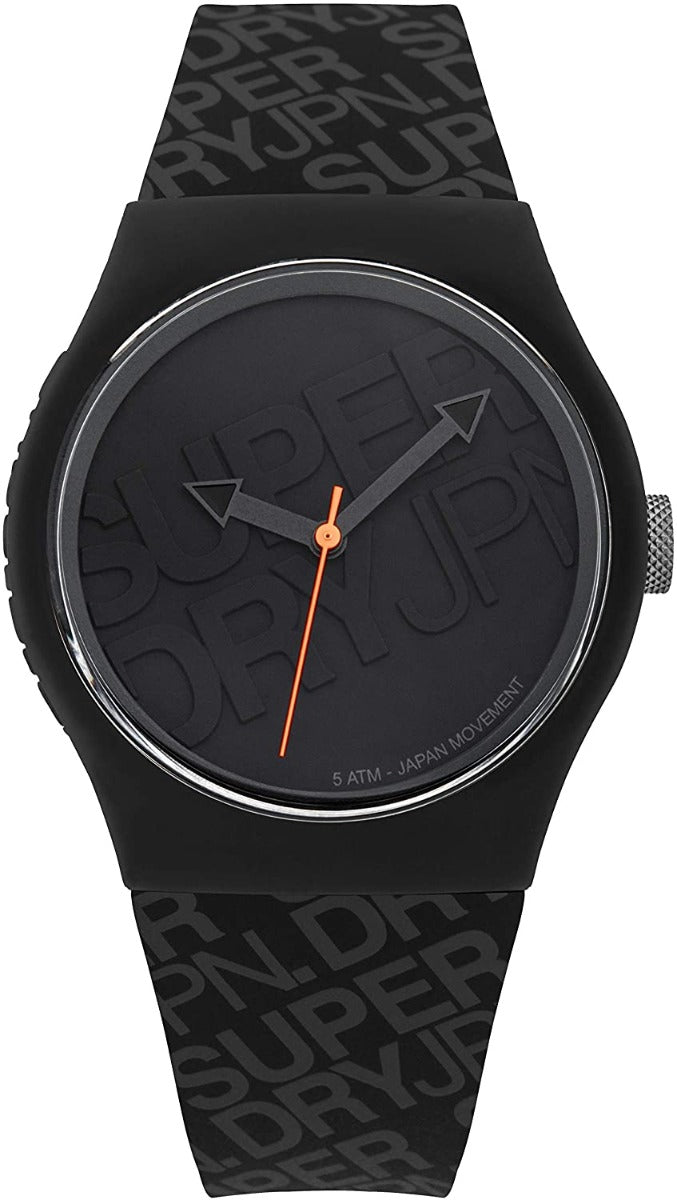 Superdry Men Watch with Black Dial and Black Silcone Strap SYG169B