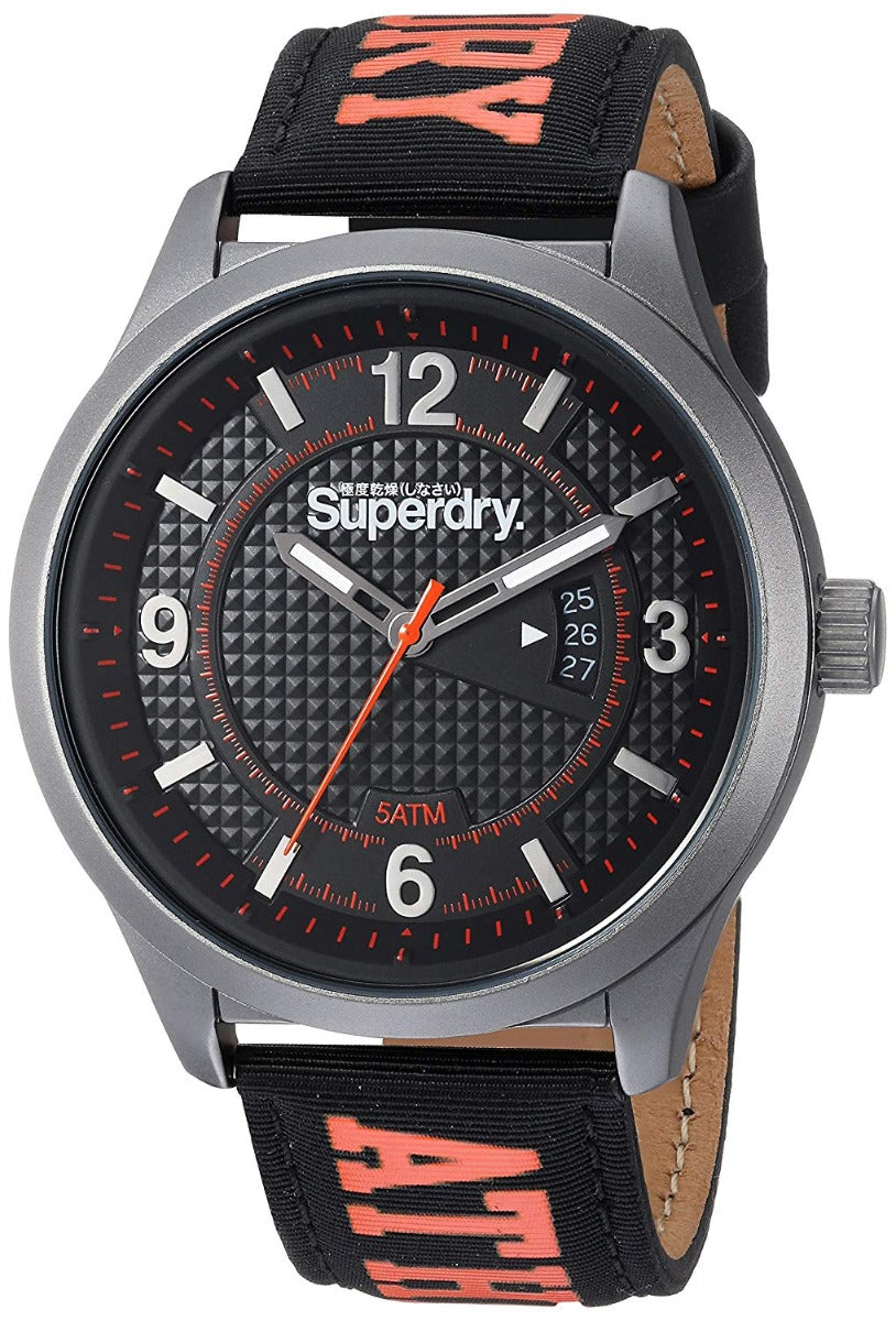 Superdry Men's Watch with Black Dial and Black Nylon Strap SYG171BO