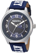 Superdry Gwylio Cwarts Analog i Ddynion gyda Strap Tecstilau Glas SYG171UW