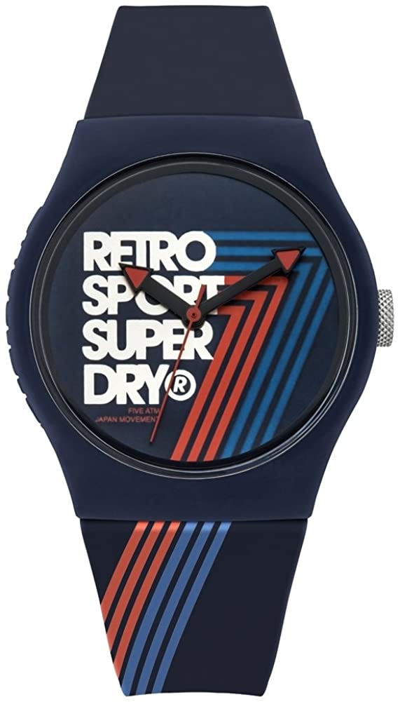 Gwylio Dynion Superdry gyda Deial Glas a Strap Glas SYG181U