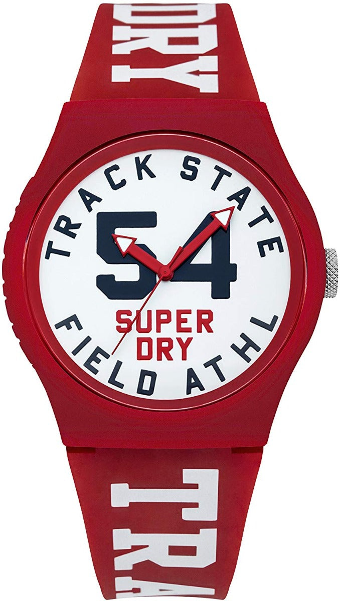 Superdry Men's Watch with White Dial and Red Silicone Strap SYG182WR