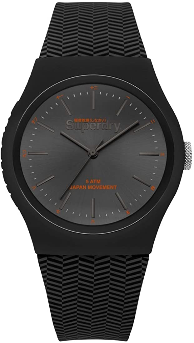 Superdry Mens Watch with Black Dial and Black Silicone Strap SYG184EE