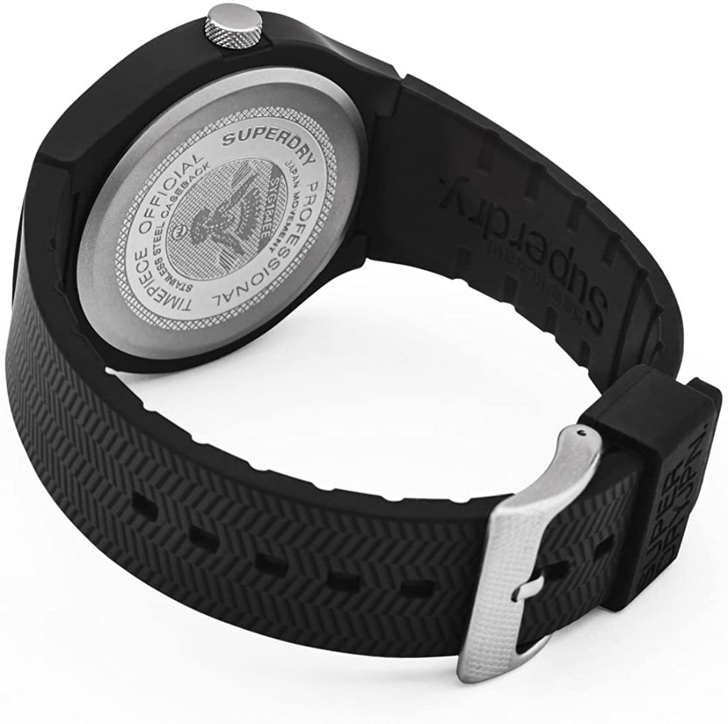 Superdry Mens Watch with Black Dial and Black Silicone Strap SYG184EE