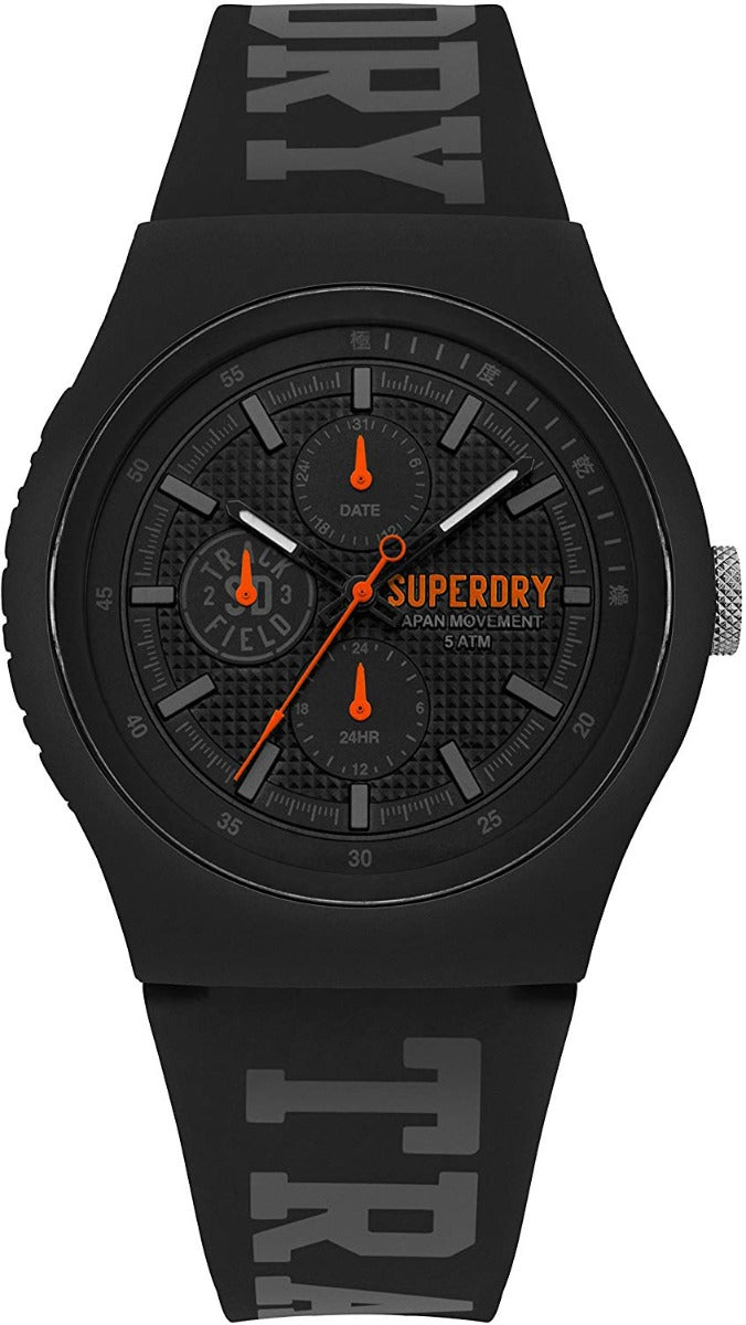 Superdry Men's Watch with Black Dial and Black Silicone Strap SYG188BB