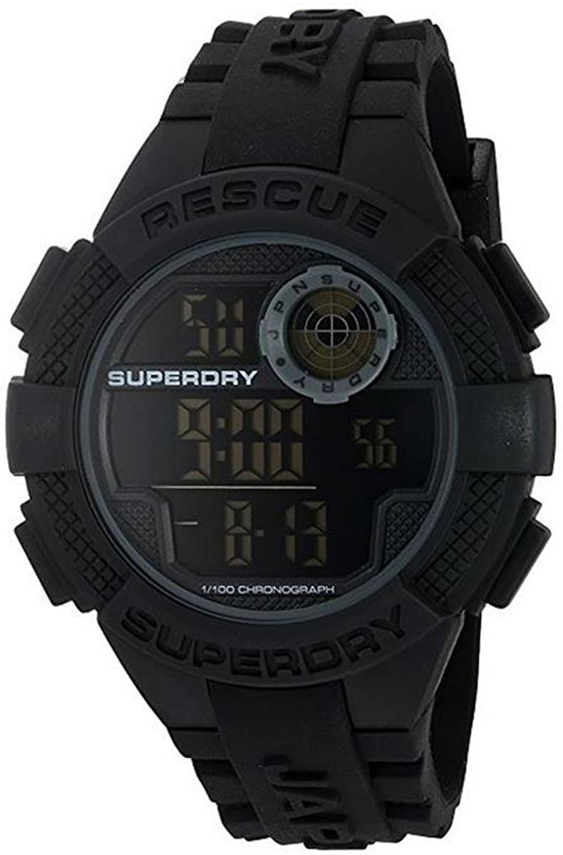 Superdry Men's Digital Watch with Black Silicone Strap SYG193B