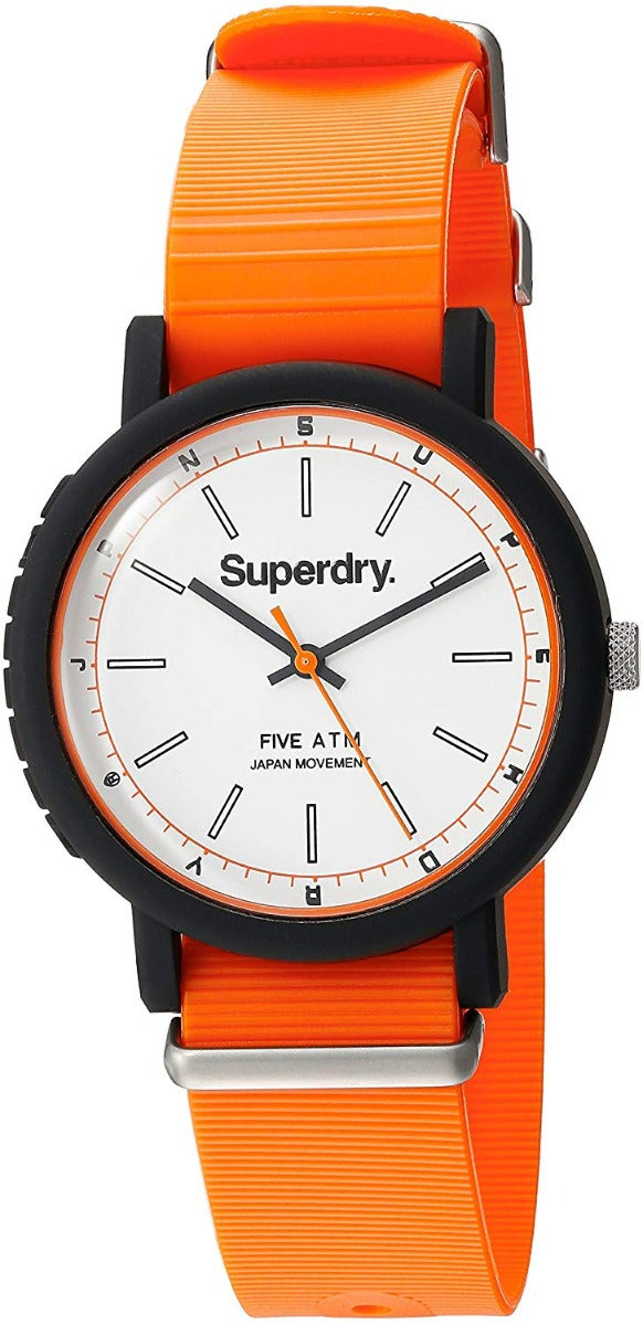 Superdry Men's with White Dial and Orange Silicone Strap SYG197O