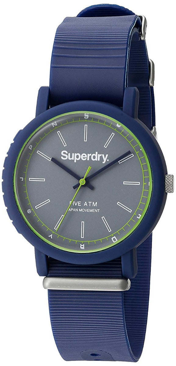 Superdry Men's Watch with Grey Dial and Blue Silicone Strap SYG197U