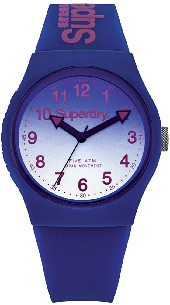 Gwylio Dynion Superdry gyda Deial Glas a Strap Silicon Glas SYG198UU