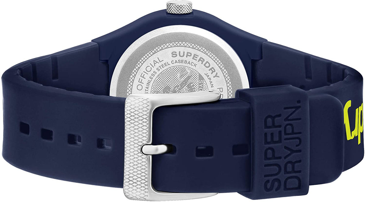 Superdry Mens Watch with Blue & Yellow Dial & Silicone Strap SYG198YU