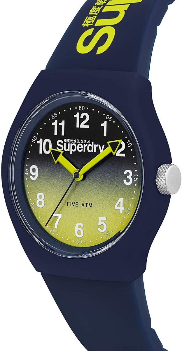 Superdry Mens Watch with Blue & Yellow Dial & Silicone Strap SYG198YU