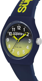 Superdry Mens Watch with Blue & Yellow Dial & Silicone Strap SYG198YU