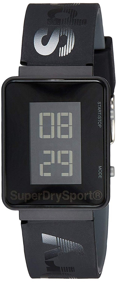 Superdry Gwylfa Ddigidol i Ddynion gyda Strap Silicôn Du SYG204B