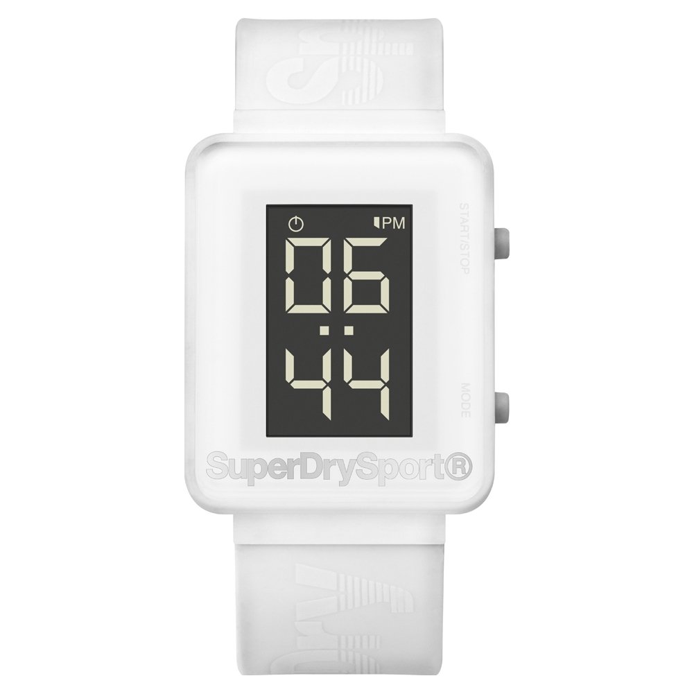 Gwylio Strap Silicon Gwyn Digidol Sbrint i Ddynion Superdry SYG204W