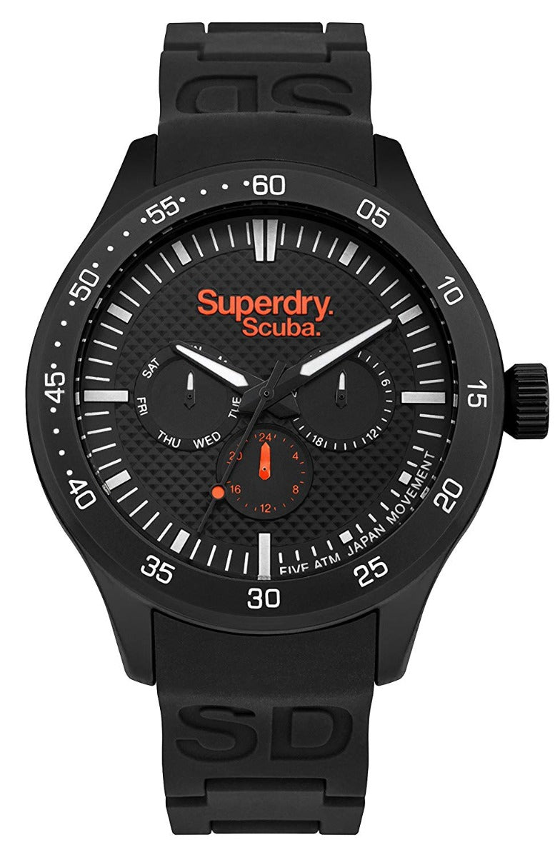 Superdry Mens Analogue Quartz Watch with Black Silicone Strap SYG210BB