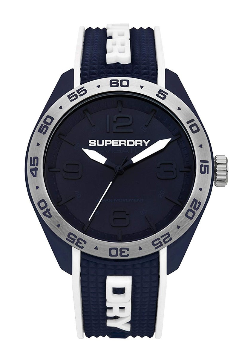 Gwylio Dynion Superdry gyda Deial Glas a Strap Silicon Glas SYG213U