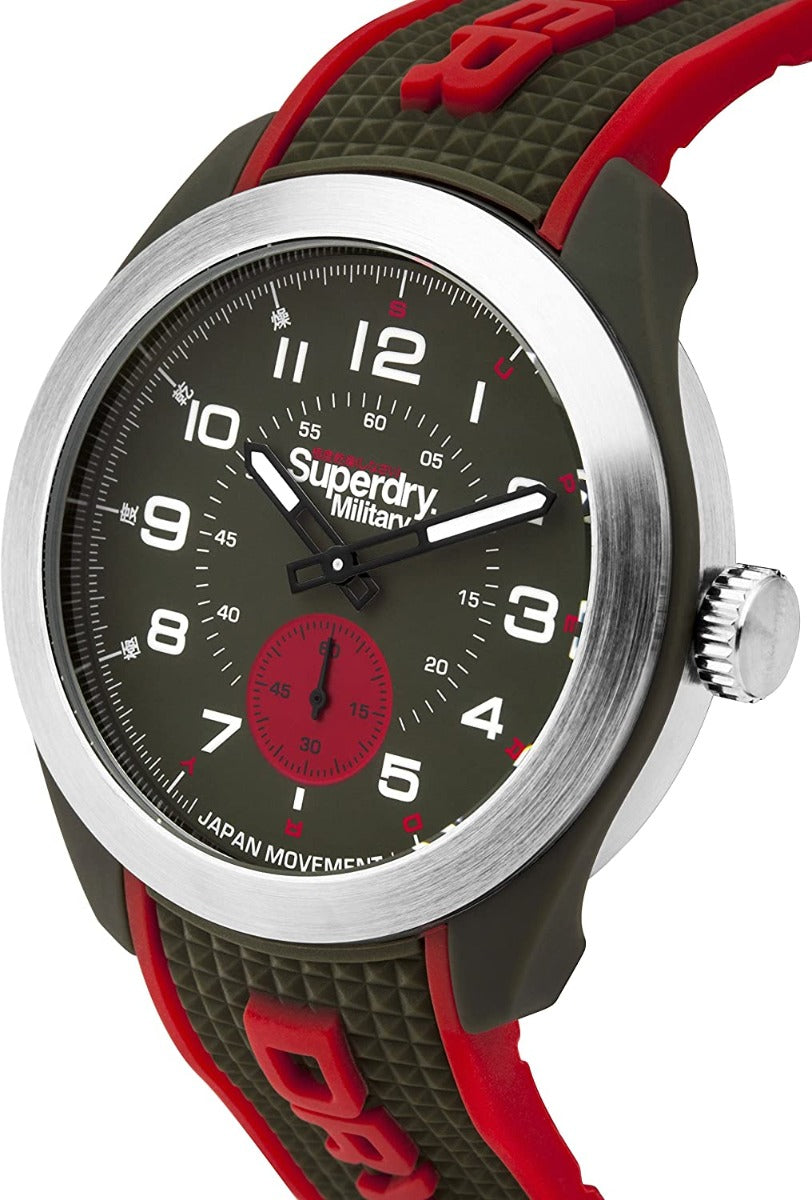 Superdry Military Mens Watch with Green Silicone Strap SYG214N