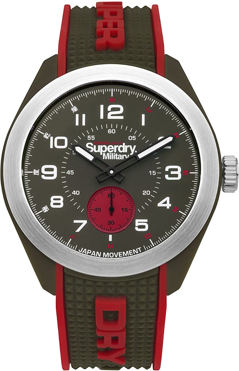 Superdry Military Mens Watch with Green Silicone Strap SYG214N