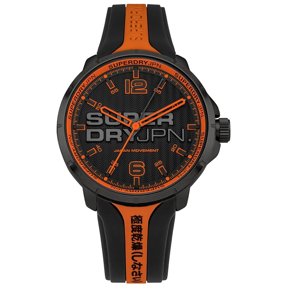 Gwylio Analogue Cwarts i Ddynion Superdry gyda Strap Silicon SYG216BO