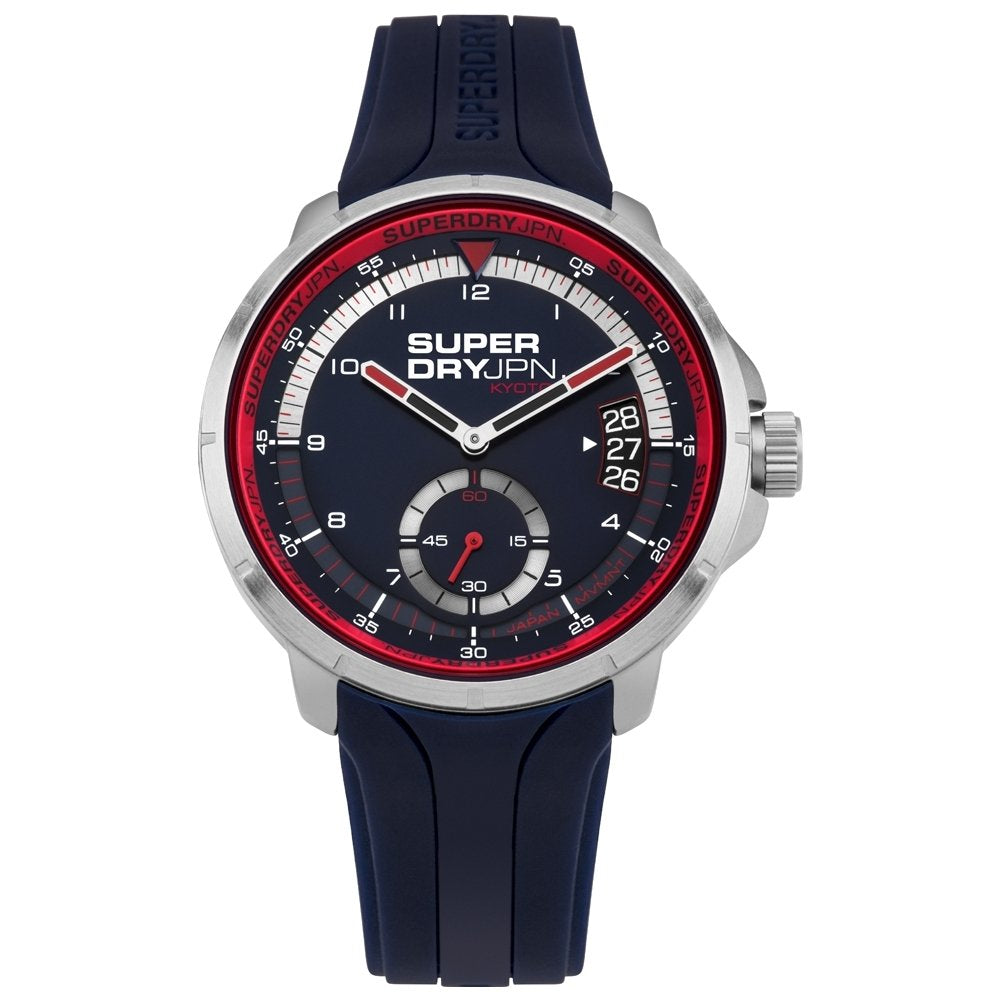 Superdry Mens Analogue Quartz Watch with Blue Silicone Strap SYG217U
