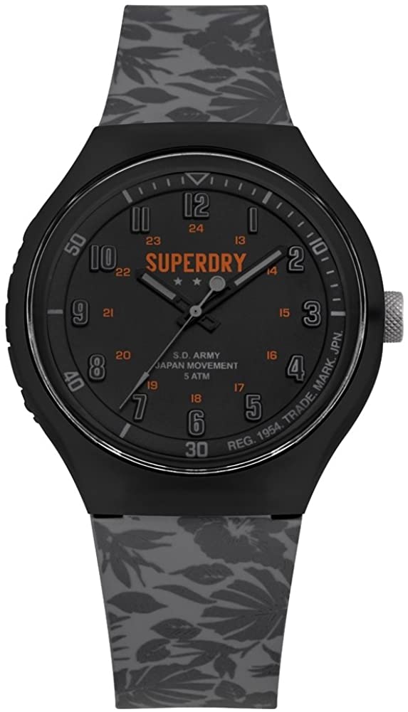 Superdry Mens Watch with Black Dial and Silicone Strap SYG225E