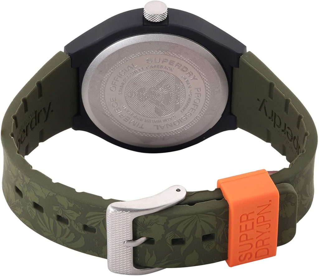 Gwylio Dynion Superdry gyda Strap Gwyrdd a Deial Beige SYG225N